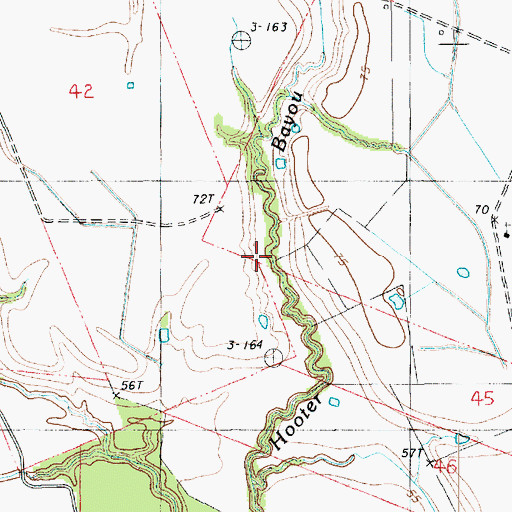 Topographic Map of Hooter Bayou, LA