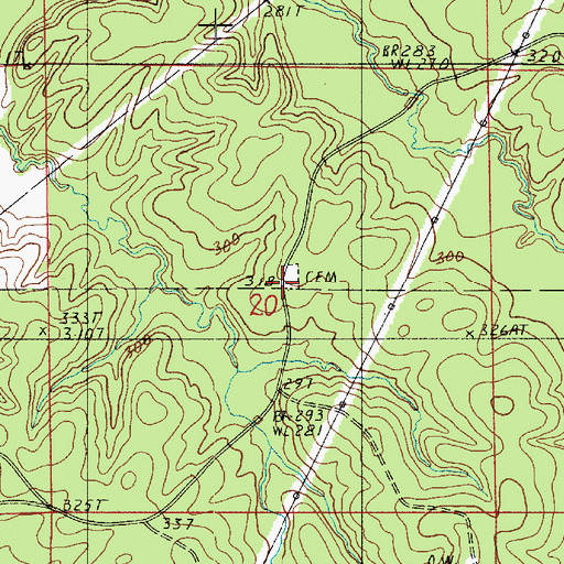 Topographic Map of Hope Castle Cemetery, LA