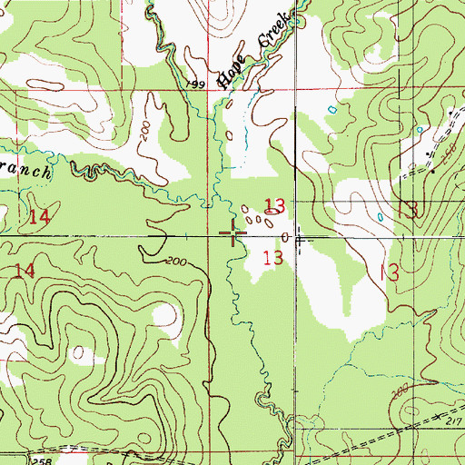 Topographic Map of Hope Creek, LA