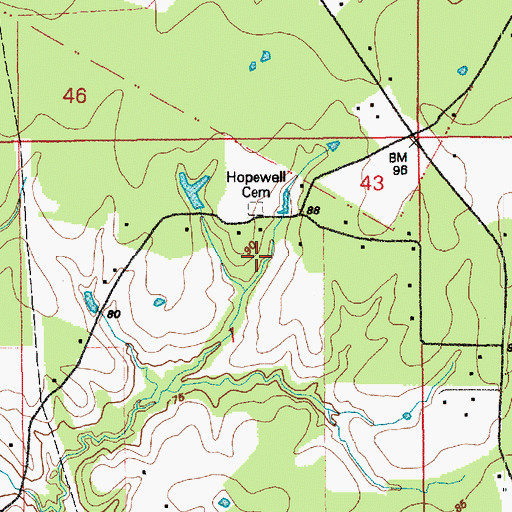 Topographic Map of Hopewell Cemetery, LA
