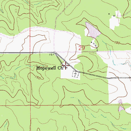 Topographic Map of Hopewell Church, LA