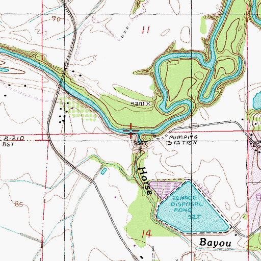 Topographic Map of Horse Bayou, LA