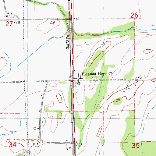 Topographic Map of Pleasant Hope Church, AR