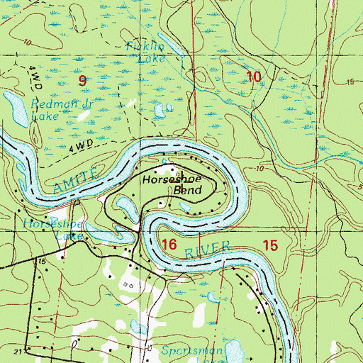 Topographic Map of Horseshoe Bend, LA