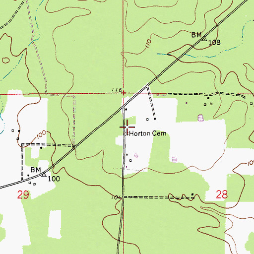 Topographic Map of Horton Cemetery, LA