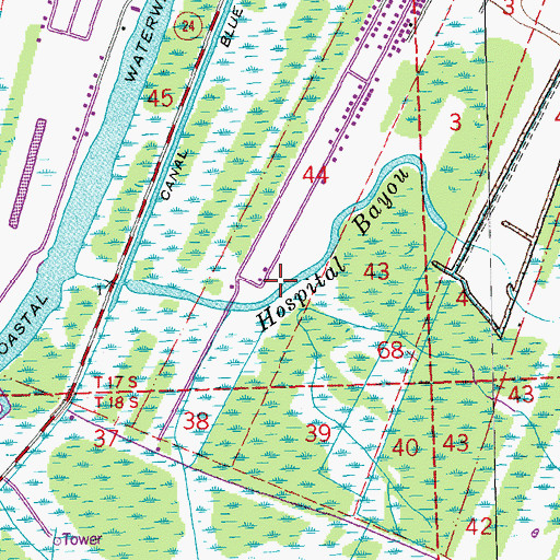 Topographic Map of Hospital Bayou, LA