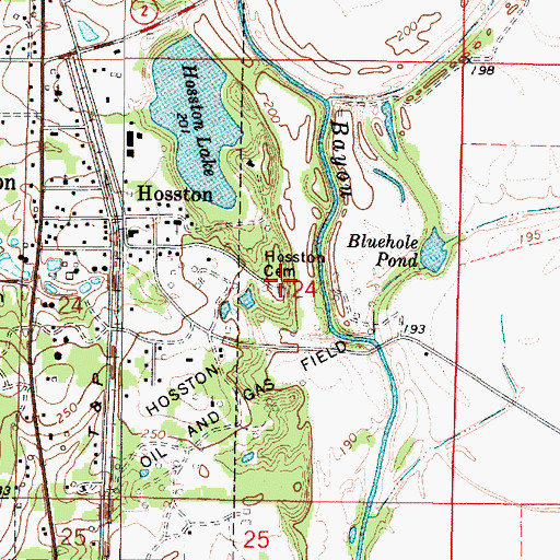 Topographic Map of Hosston Cemetery, LA