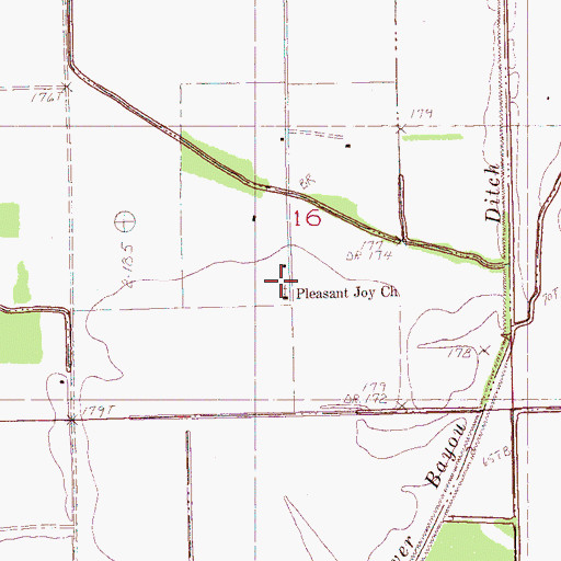 Topographic Map of Pleasant Joy Church, AR