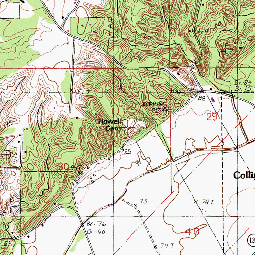 Topographic Map of Howell Cemetery, LA
