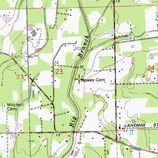 Topographic Map of Howes Cemetery, LA