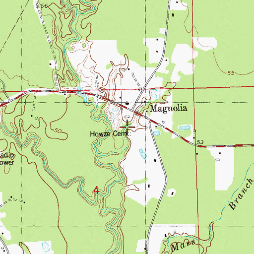 Topographic Map of Howze Cemetery, LA