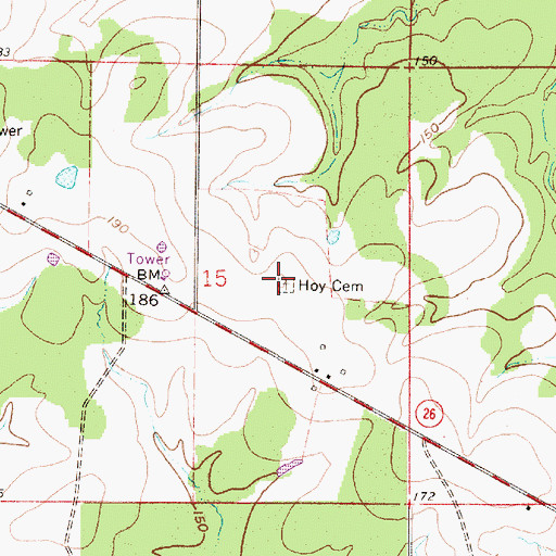 Topographic Map of Hoy Cemetery, LA