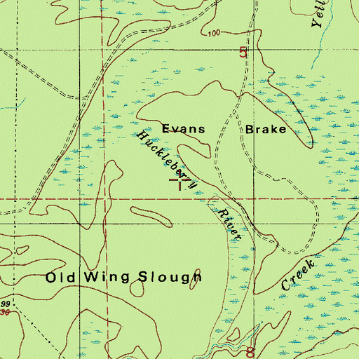 Topographic Map of Huckleberry River, LA