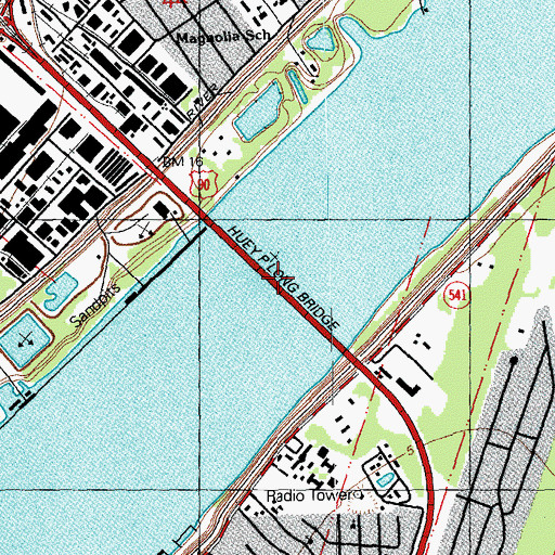 Topographic Map of Huey P Long Bridge, LA