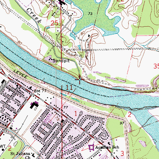 Topographic Map of Huffman Creek, LA