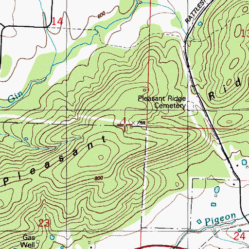 Topographic Map of Pleasant Ridge, AR