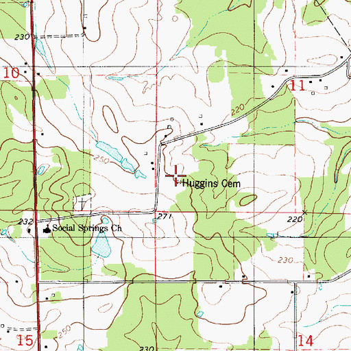 Topographic Map of Huggins Cemetery, LA
