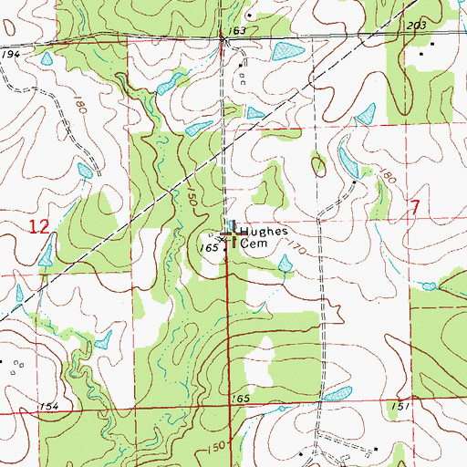 Topographic Map of Hughes Cemetery, LA