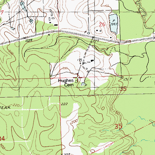 Topographic Map of Hughes Cemetery, LA