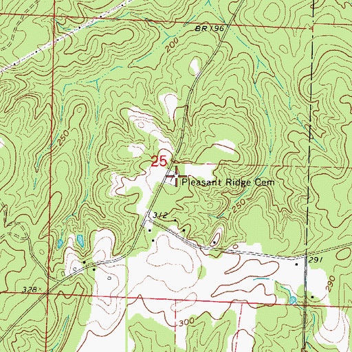 Topographic Map of Pleasant Ridge Cemetery, AR