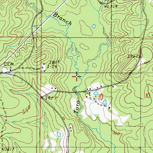 Topographic Map of Hurricane Branch, LA
