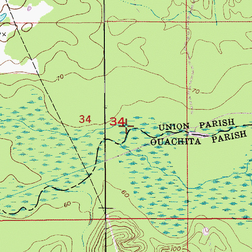 Topographic Map of Hurricane Creek, LA