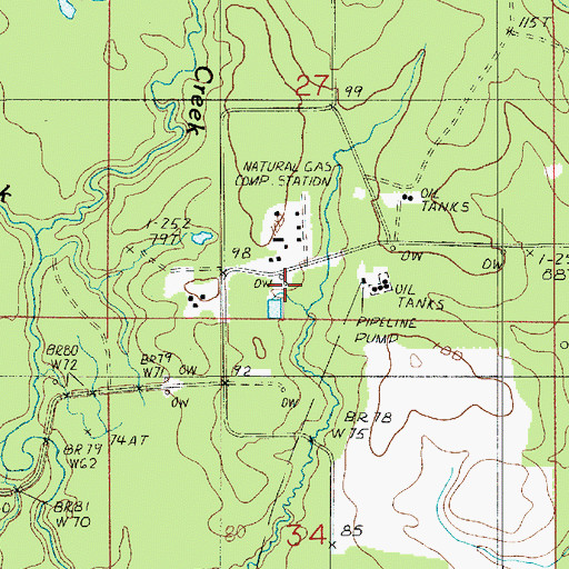 Topographic Map of Hurricane Creek Oil Field, LA