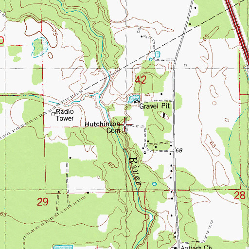Topographic Map of Hutchinson Cemetery, LA