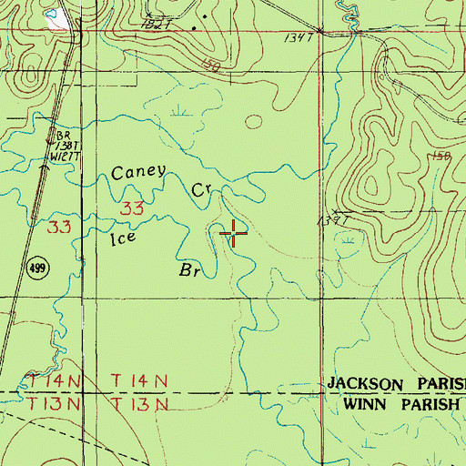 Topographic Map of Ice Branch, LA