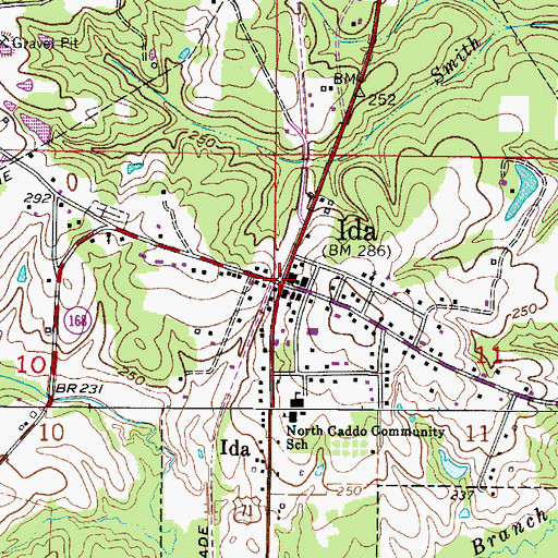 Topographic Map of Ida, LA