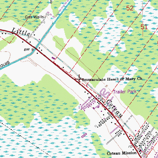 Topographic Map of Immaculate Heart of Mary Church, LA