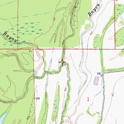 Topographic Map of Indian Bayou, LA