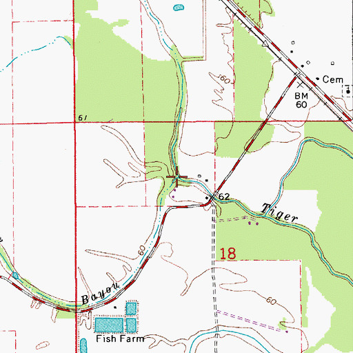 Topographic Map of Indian Bayou, LA