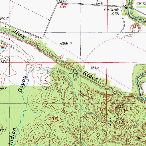 Topographic Map of Indian Bayou, LA
