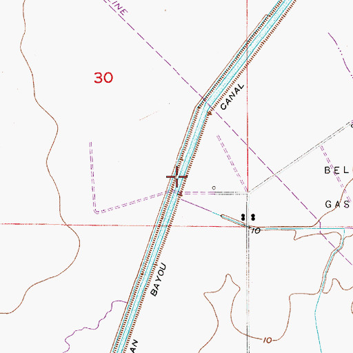 Topographic Map of Indian Bayou Canal, LA