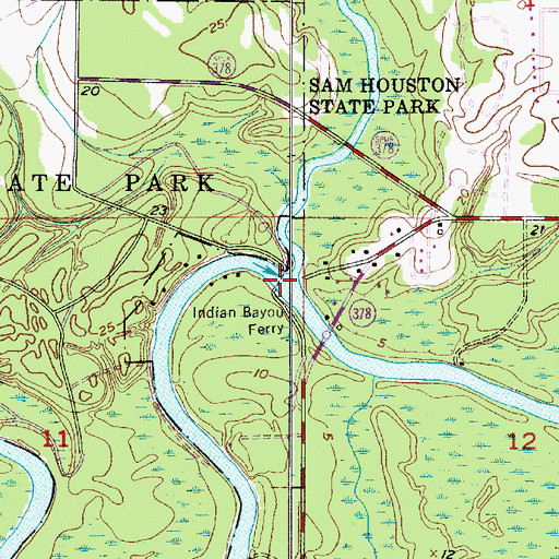 Topographic Map of Indian Bayou Ferry, LA
