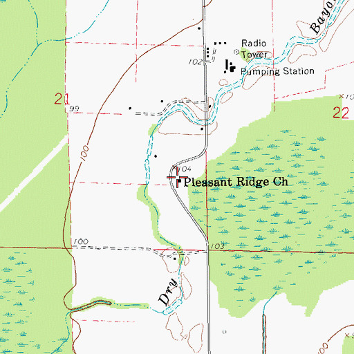 Topographic Map of Pleasant Ridge Church, AR