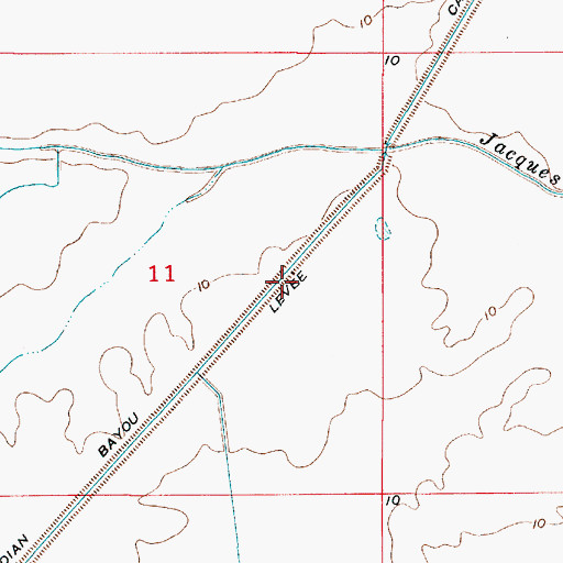 Topographic Map of Indian Bayou Levee Canal, LA