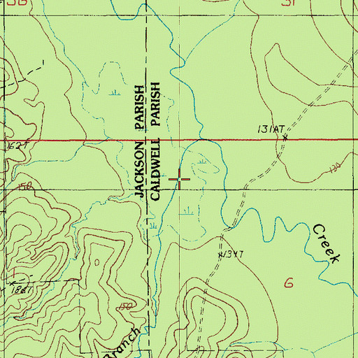 Topographic Map of Indian Branch, LA