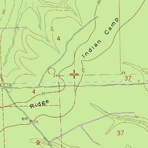 Topographic Map of Indian Camp Ridge, LA