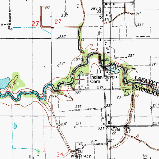 Topographic Map of Indian Cemetery, LA