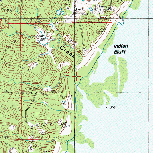 Topographic Map of Indian Creek, LA