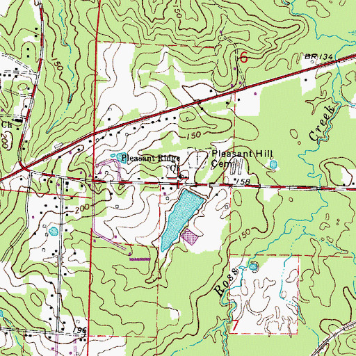 Topographic Map of Pleasant Ridge Church, AR