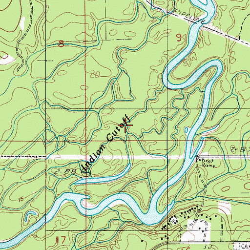 Topographic Map of Indian Cutoff, LA