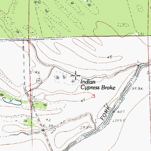 Topographic Map of Indian Cypress Brake, LA
