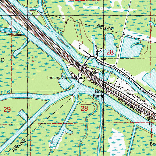 Topographic Map of Indian Mound Cemetery, LA