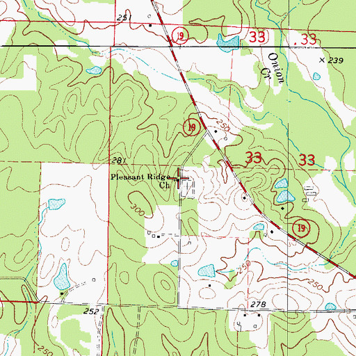 Topographic Map of Pleasant Ridge Church, AR