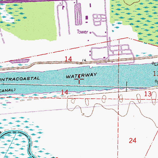 Topographic Map of Intracoastal Waterway, LA