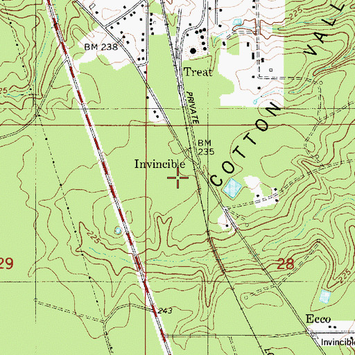 Topographic Map of Invincible, LA