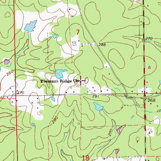 Topographic Map of Pleasant Ridge Church, AR